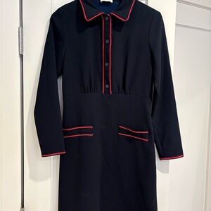 Sandro Textured Dress with Braid Trim Size 38